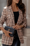 Casual Daily Plaid Buttons Contrast Turn-back Collar Outerwear
