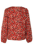 Daily Elegant Flowers Patchwork Contrast V Neck Tops