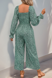 Casual Vacation Flowers Patchwork Square Neck Loose Jumpsuits