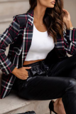 Casual Daily Plaid Buttons Contrast Turn-back Collar Outerwear