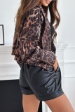 Casual Street Zebra Print Leopard Buttons Contrast Turn-back Collar Outerwear