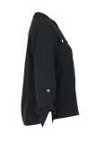 Casual Street Solid Color Buttons Zipper V Neck Tops