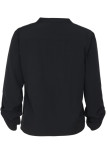 Casual Street Solid Color Buttons Zipper V Neck Tops