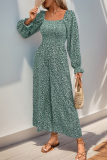 Casual Vacation Flowers Patchwork Square Neck Loose Jumpsuits