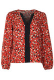 Daily Elegant Flowers Patchwork Contrast V Neck Tops
