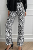 Casual Street Pocket Contrast Loose High Waist Straight Full Print Bottoms