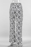 Casual Street Pocket Contrast Loose High Waist Straight Full Print Bottoms