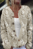 Casual Daily Flowers Printed in imitation of sweater Buttons Contrast O Neck Outerwear