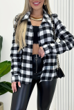 Casual Plaid Patchwork Contrast Turndown Collar Tops