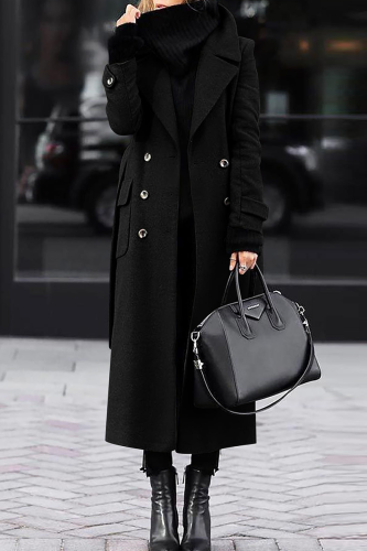 Casual Street Solid Color Pocket Buttons Turn-back Collar Outerwear