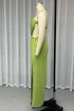 Sexy Solid Color Slit Irregular Oblique Collar Irregular Dresses
