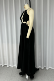Sexy Solid Color Hollow Out Slit Strap Design Sling Dresses