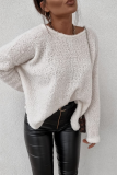 Casual Daily Solid Color Fluffy O Neck Tops