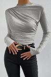 Casual Daily Solid Color Ruched Half A Turtleneck Tops