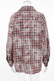 Casual Street Plaid Distressed Buttons Contrast Turndown Collar Tops