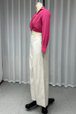 Sexy Street Solid Color Pocket Patchwork Turndown Collar Long Sleeve Two Pieces(No Belt)