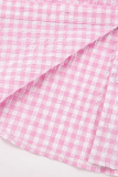 Casual Street Plaid Buttons Contrast Turndown Collar Long Sleeve Two Pieces