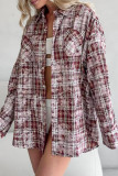 Casual Street Plaid Distressed Buttons Contrast Turndown Collar Tops