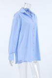 Casual Daily Solid Color Buttons Turndown Collar Tops