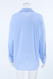 Casual Daily Solid Color Buttons Turndown Collar Tops