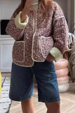 Casual Flowers Pocket Patchwork Contrast Mandarin Collar Outerwear