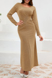 Prom Elegant Solid Color Ruched Sequined O Neck A Line Dresses