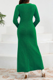 Prom Elegant Solid Color Ruched Sequined O Neck A Line Dresses
