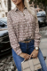 Casual Street Geometric Print Flowers Buttons Contrast Turndown Collar Tops
