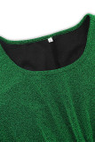 Prom Elegant Solid Color Ruched Sequined O Neck A Line Dresses