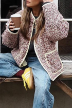 Casual Flowers Pocket Patchwork Contrast Mandarin Collar Outerwear