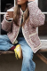Casual Flowers Pocket Patchwork Contrast Mandarin Collar Outerwear