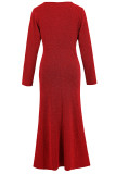 Prom Elegant Solid Color Ruched Sequined O Neck A Line Dresses