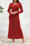 Prom Elegant Solid Color Ruched Sequined O Neck A Line Dresses