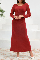 Prom Elegant Solid Color Ruched Sequined O Neck A Line Dresses