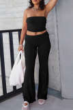 Sexy Street Solid Color Strapless Sleeveless Two Pieces