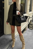 Casual Street Solid Color Buttons Turndown Collar Outerwear