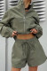 Casual Street Solid Color Lace Up Zipper Turndown Collar Long Sleeve Two Pieces