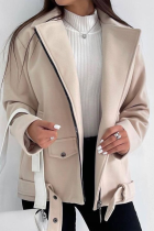 Casual Street Solid Color Pocket Strap Design Turndown Collar Outerwear