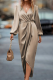 Casual Elegant Solid Color Ruched V Neck One Step Skirt Dresses