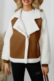 Casual Street Solid Color Patchwork Zipper Contrast Turndown Collar Outerwear