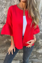 Casual Daily Solid Color Ruffle Outerwear
