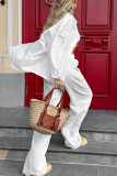 Casual Solid Color Pocket Turndown Collar Long Sleeve Two Pieces