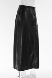 Elegant Solid Color Patchwork Zipper Regular High Waist Solid Color Bottoms