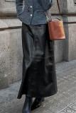 Elegant Solid Color Patchwork Zipper Regular High Waist Solid Color Bottoms