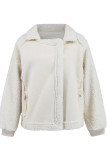 Casual Street Solid Color Patchwork Zipper Contrast Turndown Collar Outerwear