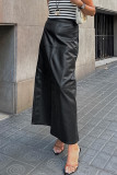 Elegant Solid Color Patchwork Zipper Regular High Waist Solid Color Bottoms