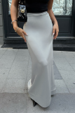 Elegant Solid Color Irregular Regular High Waist Solid Color Bottoms