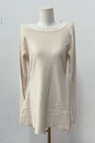 Casual Solid Color Lace Up Backless O Neck Long Sleeve Dresses