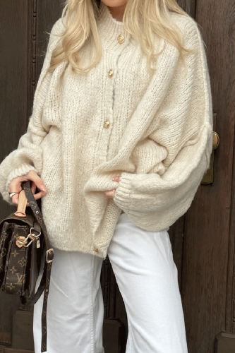 Casual Daily Solid Color Buttons O Neck Outerwear
