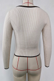 Casual Daily Solid Color Contrast V Neck Tops